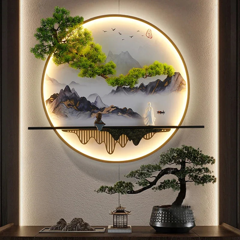 RONIN Modern Wall Picture Light Inside Creative Chinese Landscape Mural Sconces Lamp LED for Home Living Bedroom Study