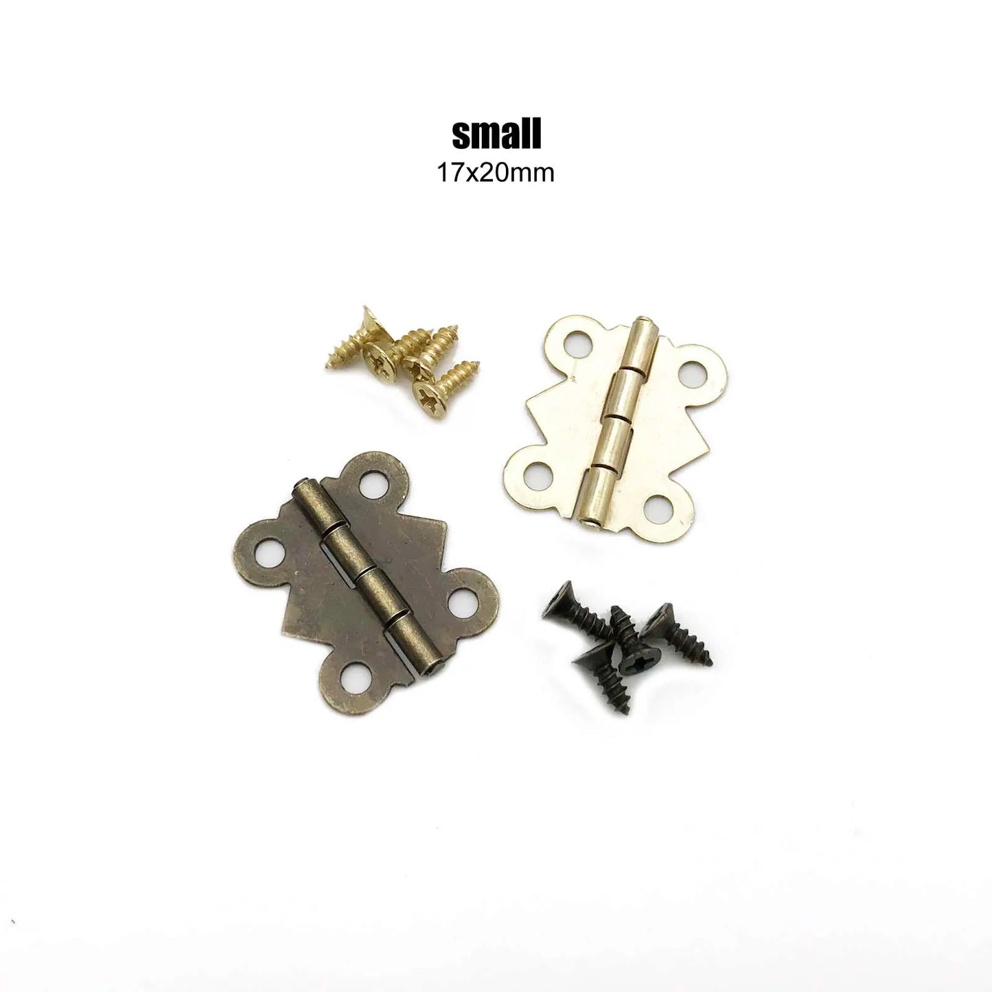 12pcs Small Heavy Duty Butterfly Shape Jewelry Chest Gift Wooden Music Box Wine Case Dollhouse Hinge with screws 2 color 3 size