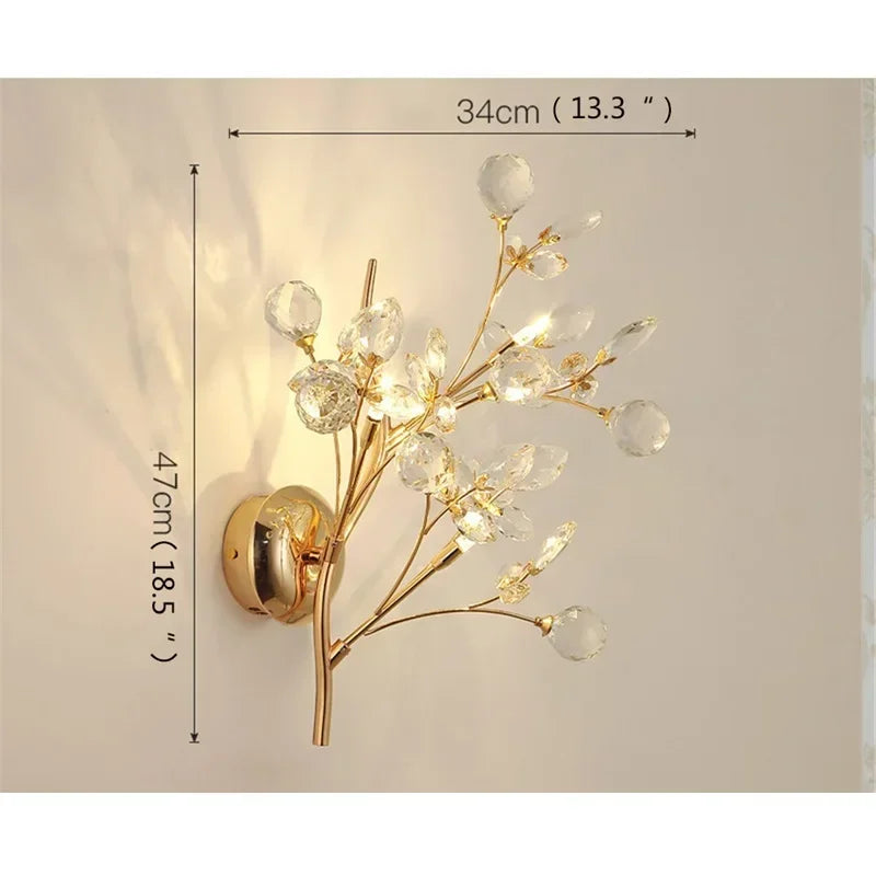 ELARA European Style Indoor Wall Lamp Gold Crystal Luxury Fixtures LED Modern Light Sconces for Home Decoration