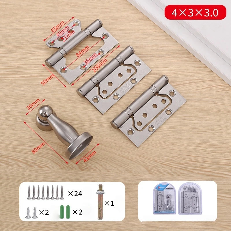 Stainless Steel Parent-Child Hinge, Door Suction Hinge Three-in-one, No Grooves Required, Wooden Door Silent Hinge, Hardware