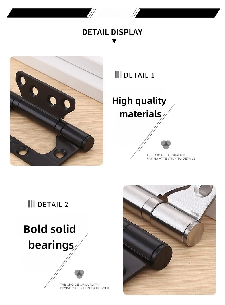 Stainless Steel Parent-Child Hinge, Door Suction Hinge Three-in-one, No Grooves Required, Wooden Door Silent Hinge, Hardware