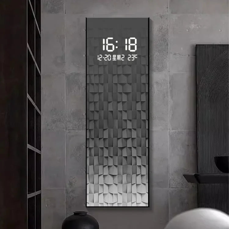 Nordic Style Digital Clock with Luminous Display and Geometric Texture for Modern Home Decor
