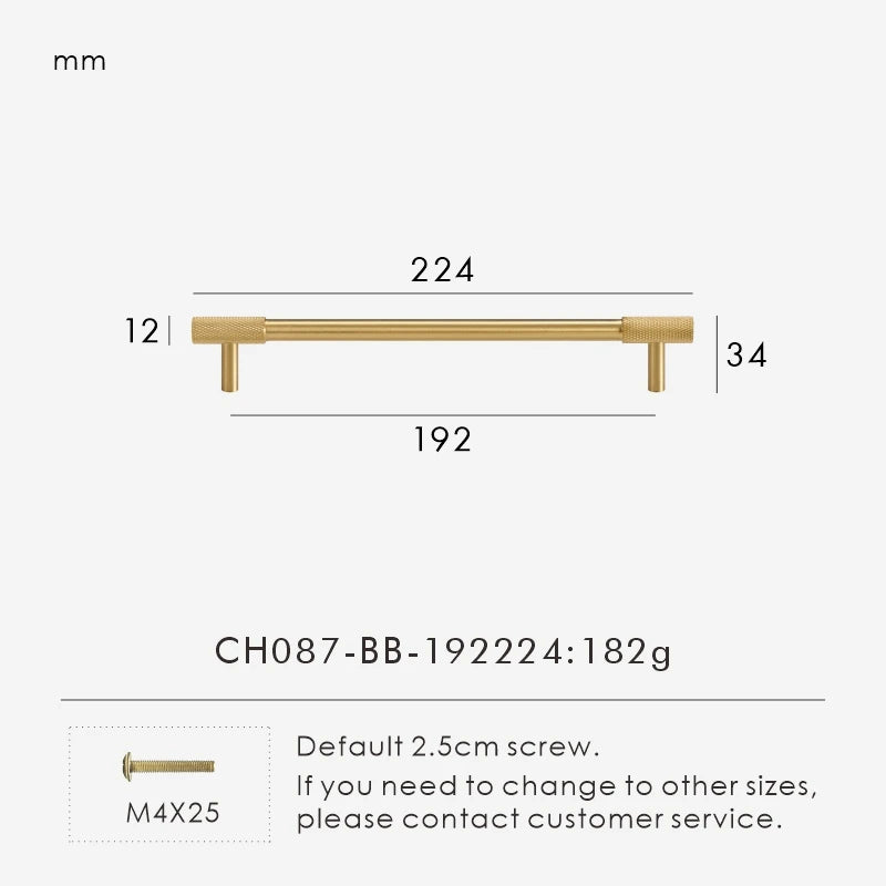 Nurlin Solid Brass Knurled Cabinet Knobs Wardrobe Handle T-bar Antique Bronze Gold Black Handle Available In Multiple Sizes