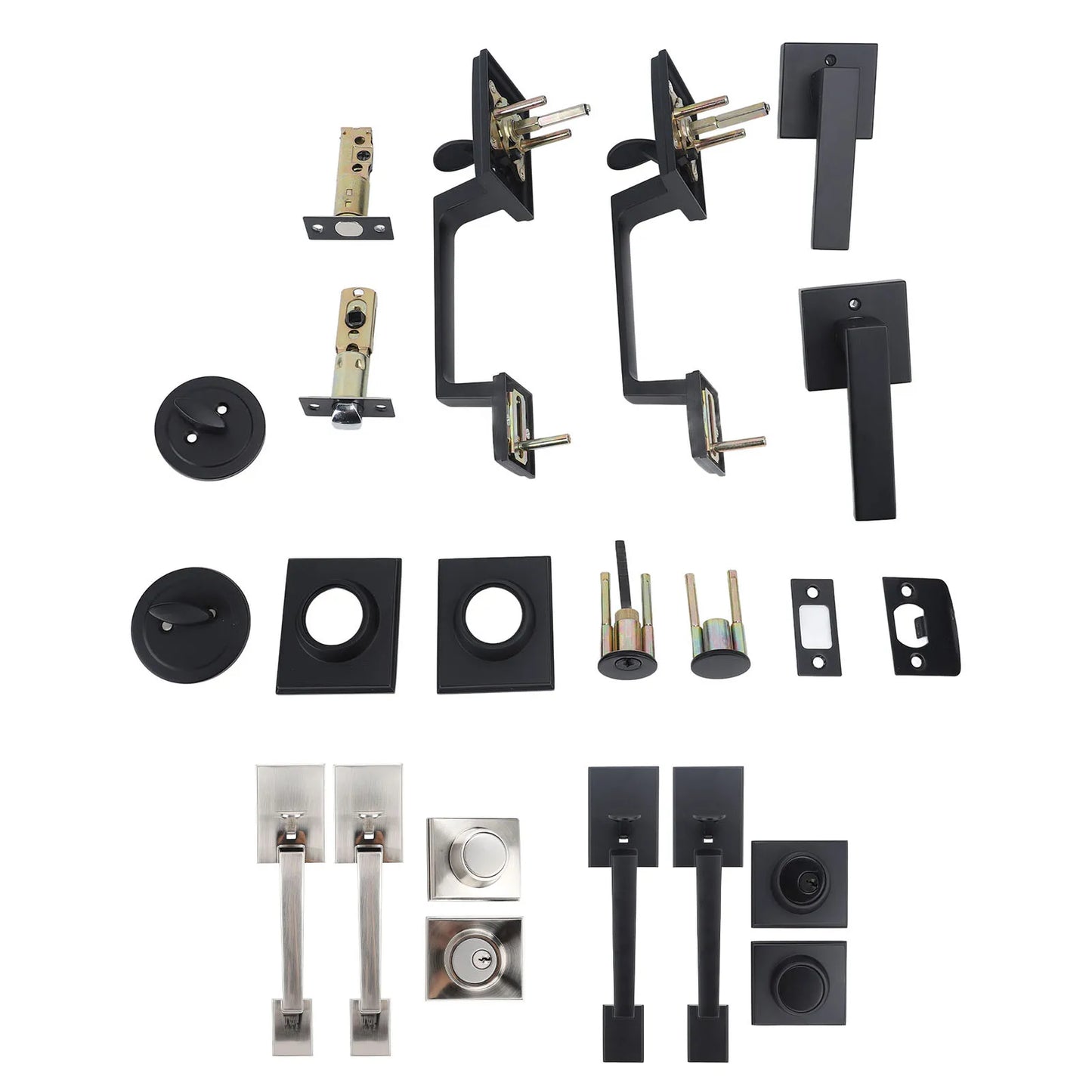 Door Handle Set Handle Set Double Door Handle Set Hole Spacing Adjustable Heavy Duty Modern  Double Front Door Handle Set