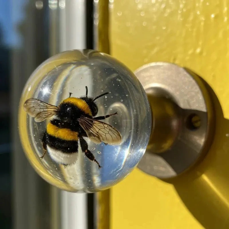 Bee decorative door knob with polished resin finish