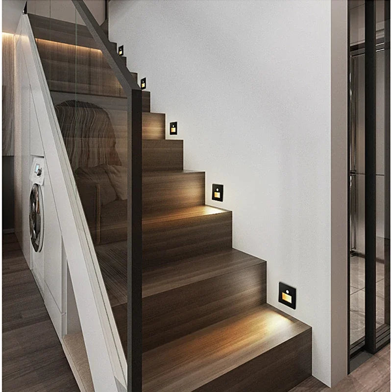 PIR Motion Detector Light Sensor led lights AC 110V-240V Recessed staircase bedroom wall lamp led night light