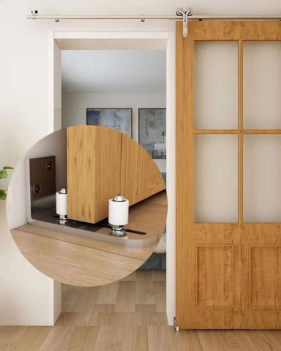 Stainless Steel Swing Stop Anti-shaking Door Stop Barn Door Double Pulley Lifting Rail Push Pull Accessories Ground Guide Hardwa