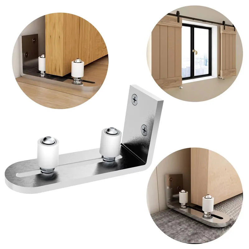Stainless Steel Swing Stop Anti-shaking Door Stop Barn Door Double Pulley Lifting Rail Push Pull Accessories Ground Guide Hardwa