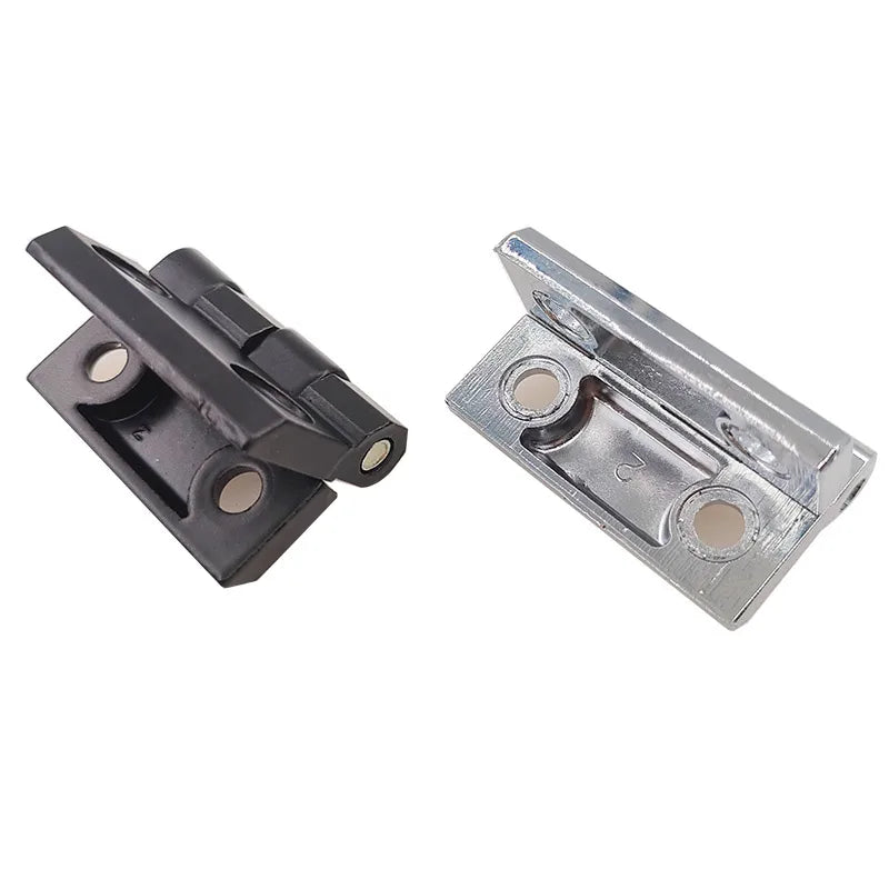 2PCS CL218-40/40 zinc alloy and stainless steel cabinet door hinges, black and silver finishes, heavy-duty design.
