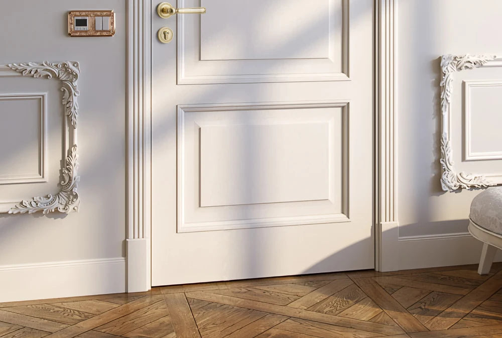 French door lock for indoor and household use, copper brushed matte wood door, split handle, bedroom silent lock