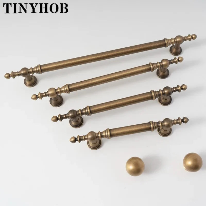 Vintage Bronze Solid Brass  Handles for Bedroom Kitchen Cupboard Cabinets Door Knob Wardrobes Furniture Hardware 224mm