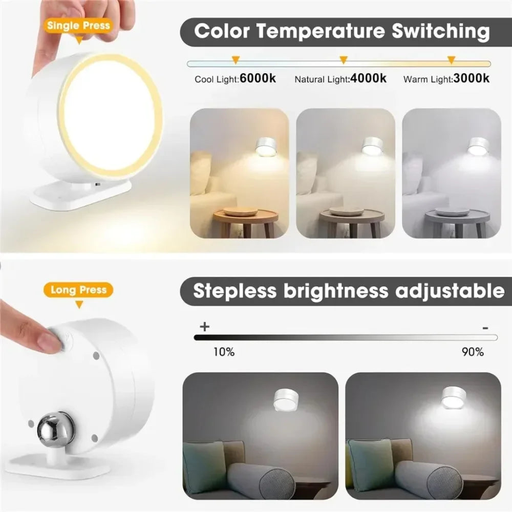 LED Wall Sconces light, 3 Brightness Levels 3 Color Modes Wall Lights Battery Operated 360° Rotatable Touch Control Wall lamp