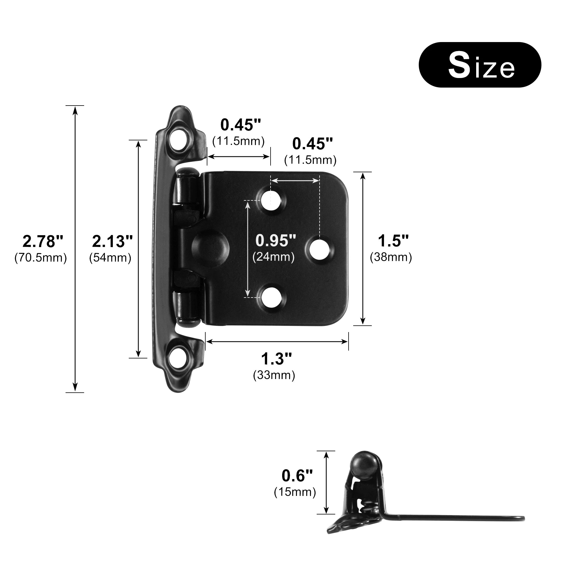 Decorative Metal Self Closing Cabinet Hinges for Wood Kitchen Furniture 1/2" Overlay Face Frame Cupboard Door Spring Hinge