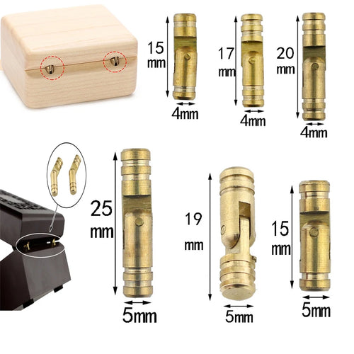 10Pcs Copper Barrel Hinges Cylindrical Hidden Cabinet Concealed Invisible Brass Hinges for Jewelry Box and Furniture Hardware