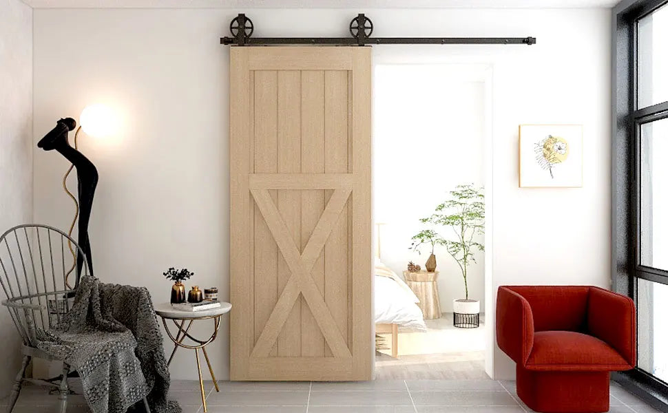 CCJH 2PCS Black Sliding Barn Wood Door Rollers Hanger Kit with Accessories (No Rail/No Doors) ,Can be Customed