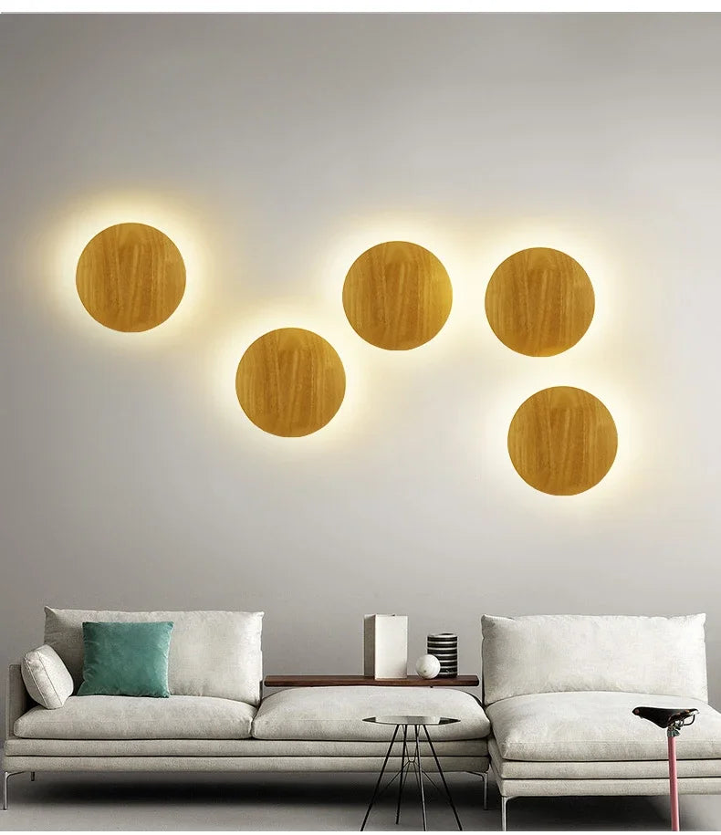 Original LED Wooden Craft Wall Lamp with Light Source Wall-mounted Indoor Lighting Atmosphere Lights COB Chip Bedside Lamp