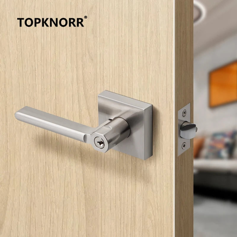 American Bathroom Door Lock with Keyless Three-pole Hand Lock and Key, Spherical Doorknob by TOPKNORR