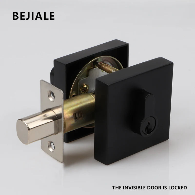 Zinc Alloy Deadlock Invisible Exit Square Door Lock Indoor Bedroom Passage Auxiliary Lock Door Single Tongue Hidden Lock