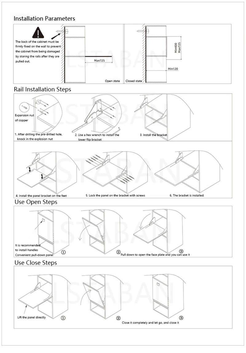 Downward Flipping Cabinet Door Support 80kg Stainless Steel Bracket Desk Flip Table Top Connection Pull-Down Hinge