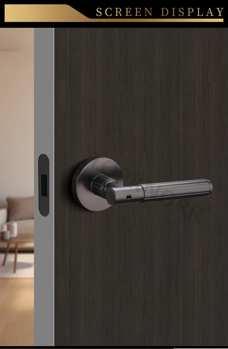 Bedroom Black Door Lock Magnetic Mute Lock Indoor Wooden Door Lock Bathroom Household Simple Door Handle Locks Handles Interior
