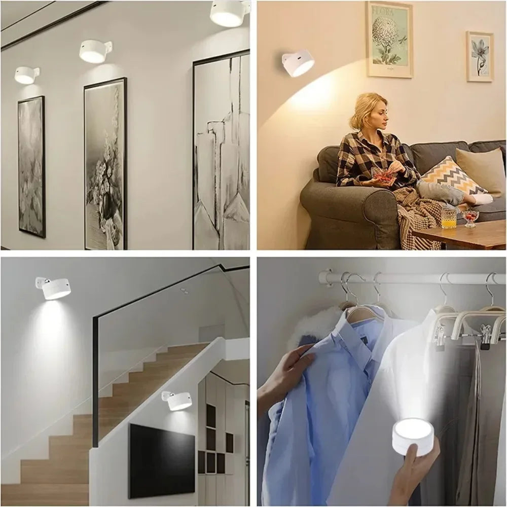 LED Wall Sconces light, 3 Brightness Levels 3 Color Modes Wall Lights Battery Operated 360° Rotatable Touch Control Wall lamp