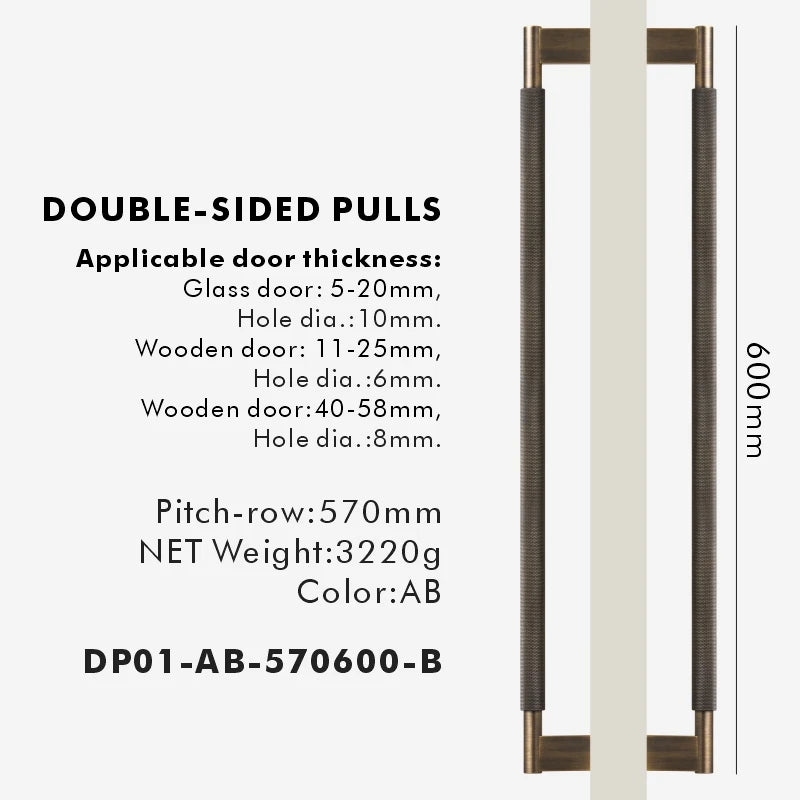 Nurlin Solid Brass Door Double Single Sided Cross Knurled Kitchen Refrigerator Appliance Closet Pull Bar Wood Gate Glass Door