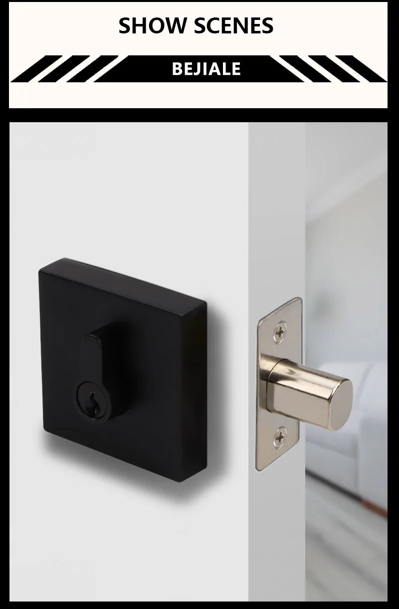 Zinc Alloy Deadlock Invisible Exit Square Door Lock Indoor Bedroom Passage Auxiliary Lock Door Single Tongue Hidden Lock