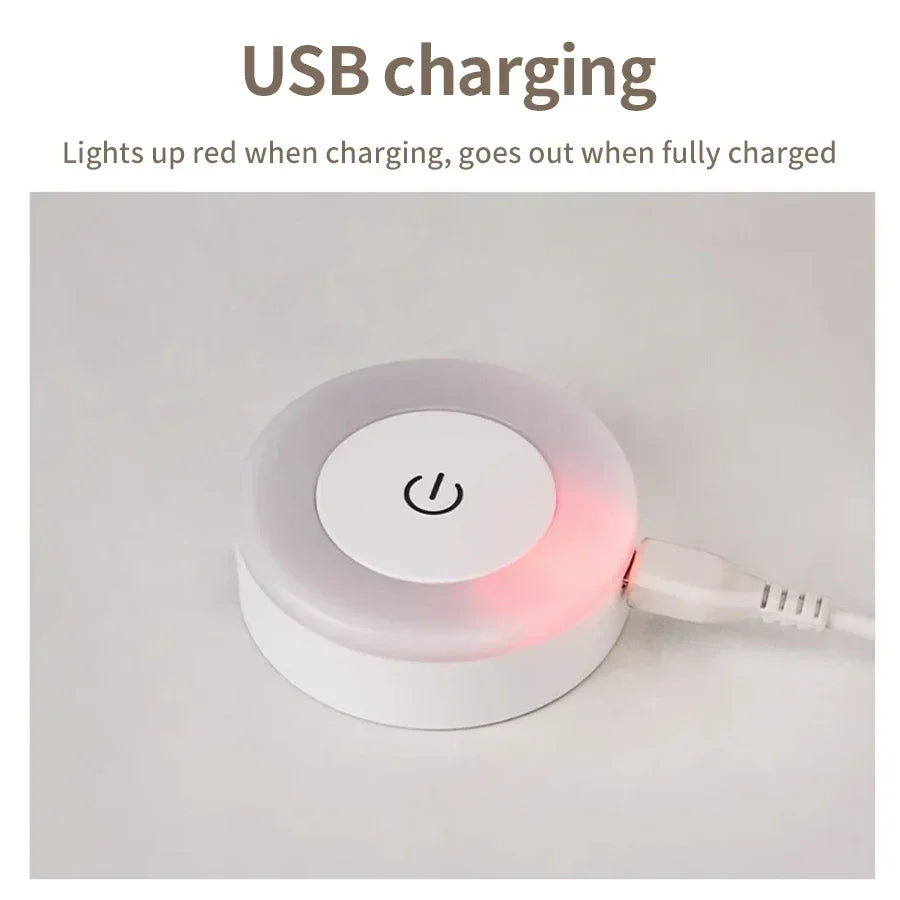 Round Led Wall Lamp Rechargeable Night Light with Touch Switch Dimmable Magnetic Book Light for Reading Bedroom Cabinet Closet
