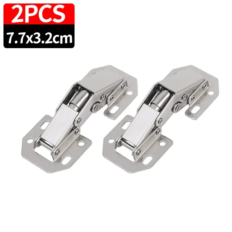 10/2PCS 90 Degree No-Drilling Hole Stainless Steel Cabinet Hinges - Buffer Hinge for Home Kitchen Furniture Hardware