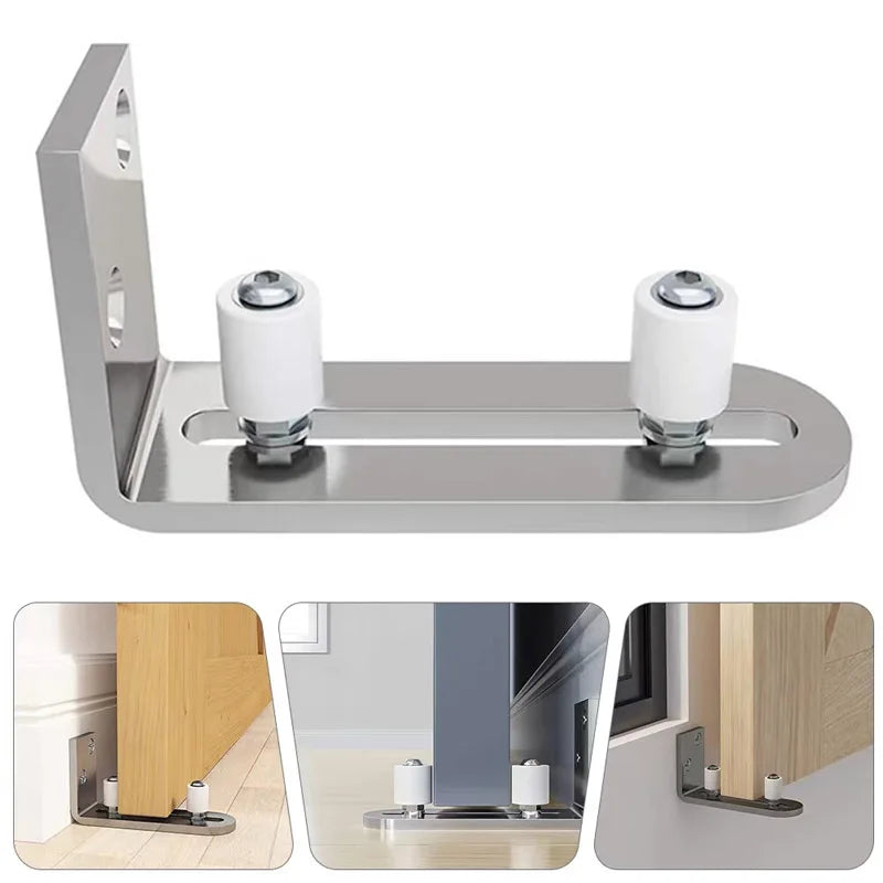 Stainless Steel Swing Stop Anti-shaking Door Stop Barn Door Double Pulley Lifting Rail Push Pull Accessories Ground Guide Hardwa