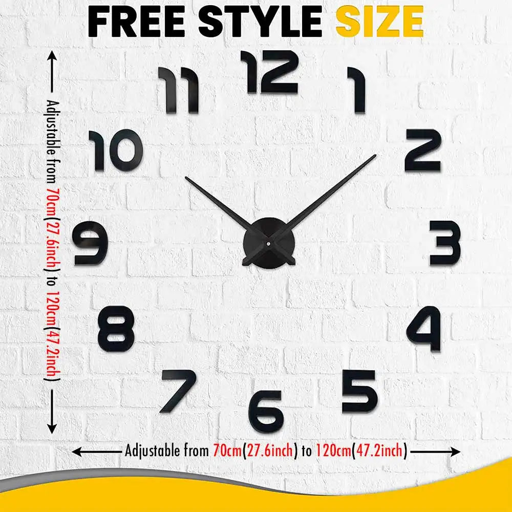 MCDFL 3D Large Wall Clock Self Adhesive Acrylic Mirror Stickers Giant Watches Timepiece Decoration Living Room for Home Interior