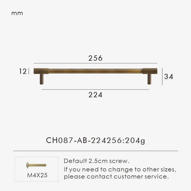 Nurlin Solid Brass Knurled Cabinet Knobs Wardrobe Handle T-bar Antique Bronze Gold Black Handle Available In Multiple Sizes