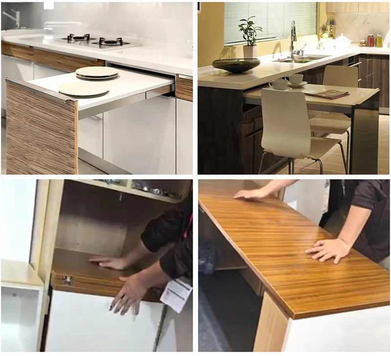 Simpler, flat push type,Concealed folding drawer slides , Aluminum telescopic table guide rail,  Flat push folding desk hinge