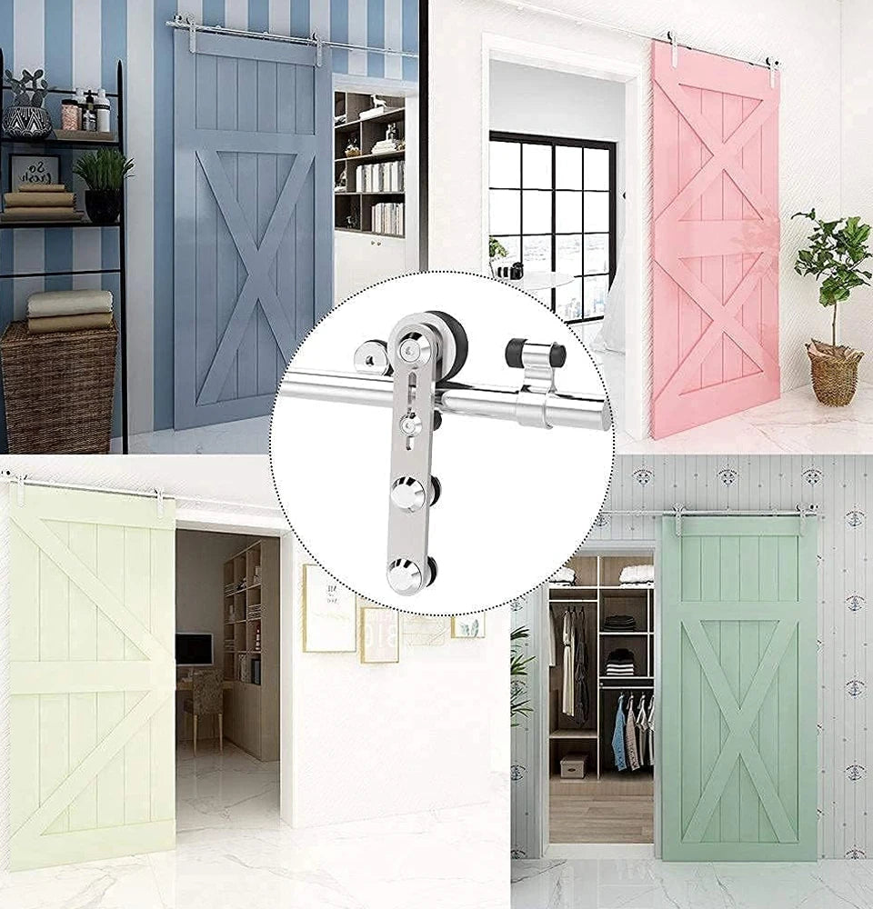 CCJH  4-6.6FTSliding Door Track Kit,  Internal Stainless Steel Sliding Barn Wood Door Hardware System for Single Door