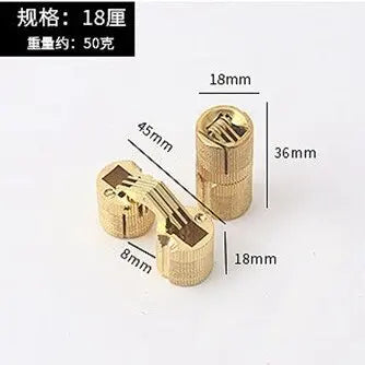 2pcs 8-18mm Copper Brass Door Hinges Cylindrical Hidden Cabinet Concealed Invisible Furniture Barrel Hinge For Hardware Gift Box