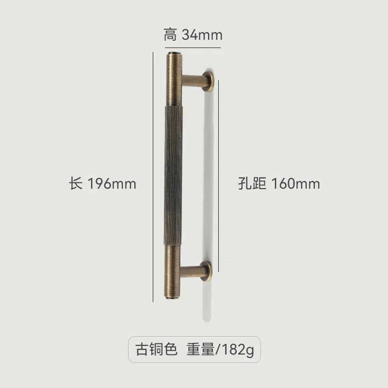 Antique French Straight-Grain Wardrobe and Shoe Cabinet Solid Brass Pull Handle in Bronze Color Exposed Knob Furniture Handle
