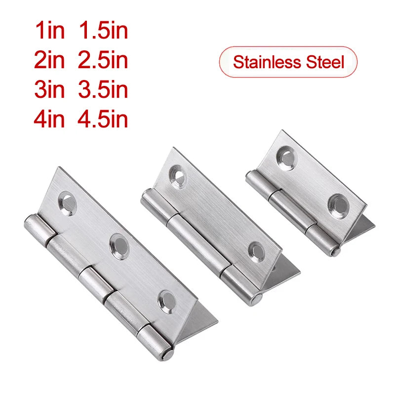 6/10pcs Furniture Cabinet Door Hinges Stainless Steel Drawer Fitting Hinge Hardware Box Accessories 2in 3in 1.5in 2.5in 3.5in