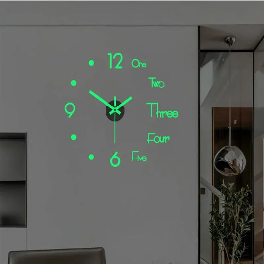 New 1pcs Creative luminous wall clock living room diy wall sticker clock mute clock  wall  home decoration