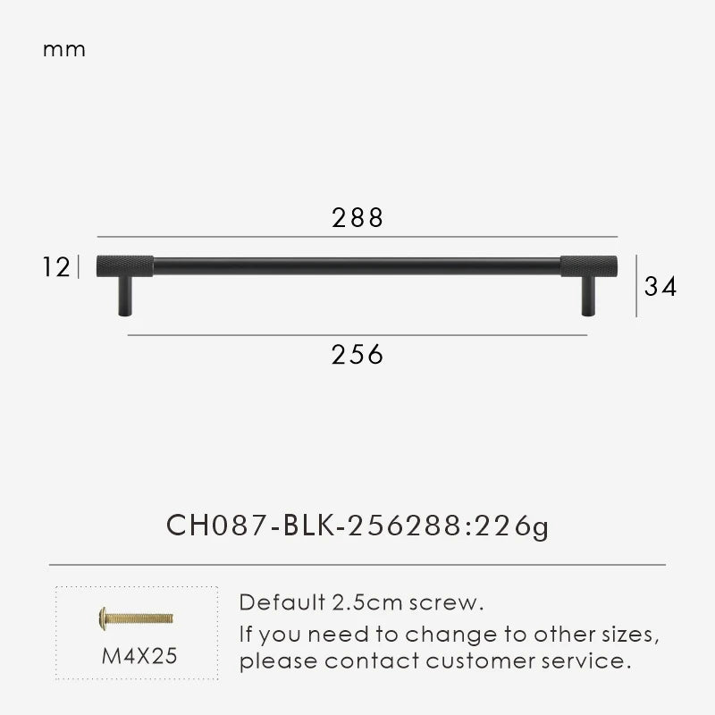 Nurlin Solid Brass Knurled Cabinet Knobs Wardrobe Handle T-bar Antique Bronze Gold Black Handle Available In Multiple Sizes