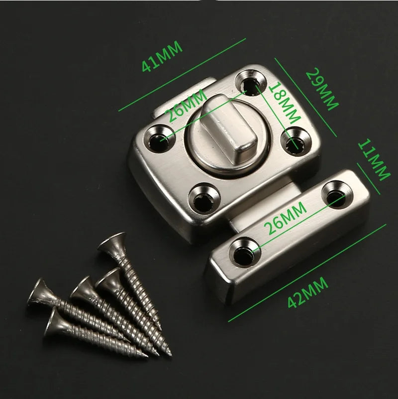 Home Security Latch Double Sided Cabinet Locks Rotate Bolt Gate Latches Twist Rotating Barrel Lock Bathroom Toilet Door Hardware