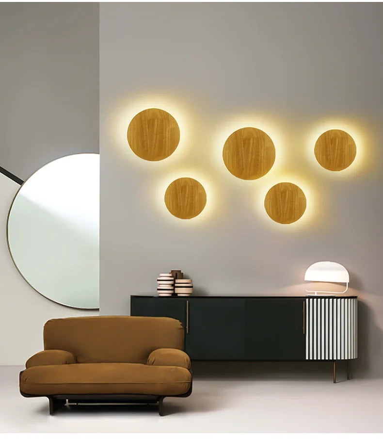 Original LED Wooden Craft Wall Lamp with Light Source Wall-mounted Indoor Lighting Atmosphere Lights COB Chip Bedside Lamp