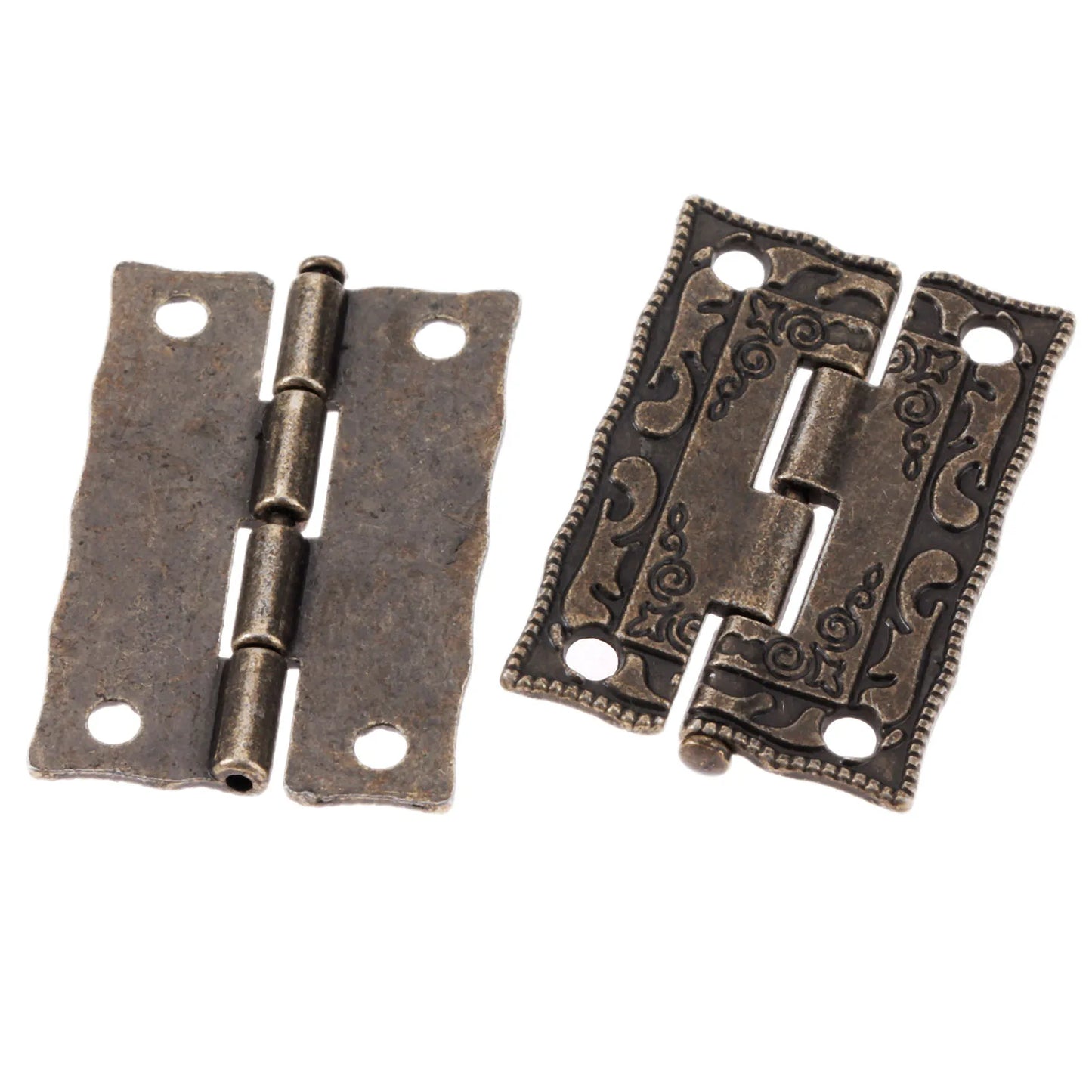 10pcs 35*23mm Decorative Mini Hinge For Jewelry Wooden Box Antique Bronze Hinges Cabinet Door Drawer Furniture Hardware + Screws