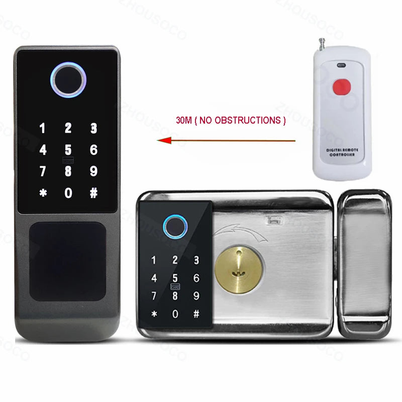 Fingerprint Lock Waterproof Tuya Wifi Remote Control Bluetooth TTLock App Card Digital Code Keyless Electronic Smart Door Lock