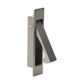 Stainless steel concealed cabinet pull handle with brushed finish for kitchen or sliding doors.
