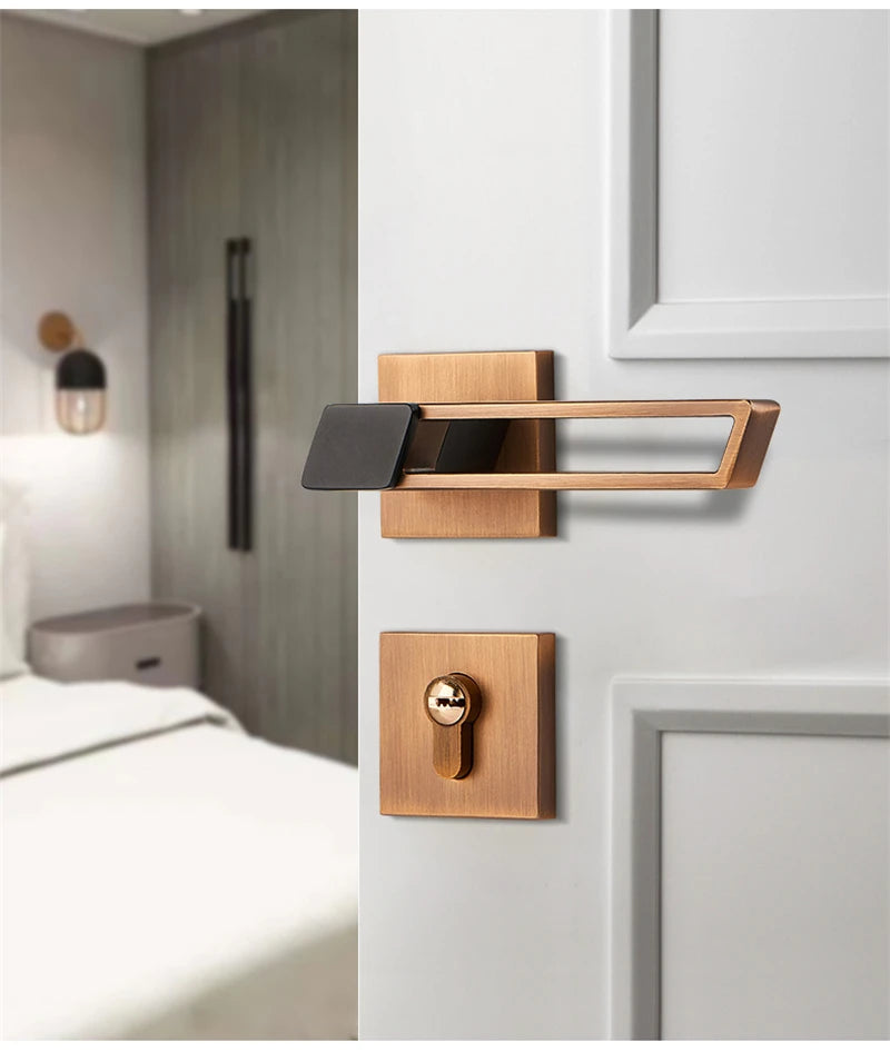 Interior Zinc Alloy Silent Anti-theft Door Lock Security Mute Door Handle Split Locks Home Renovation Hardware Accessories