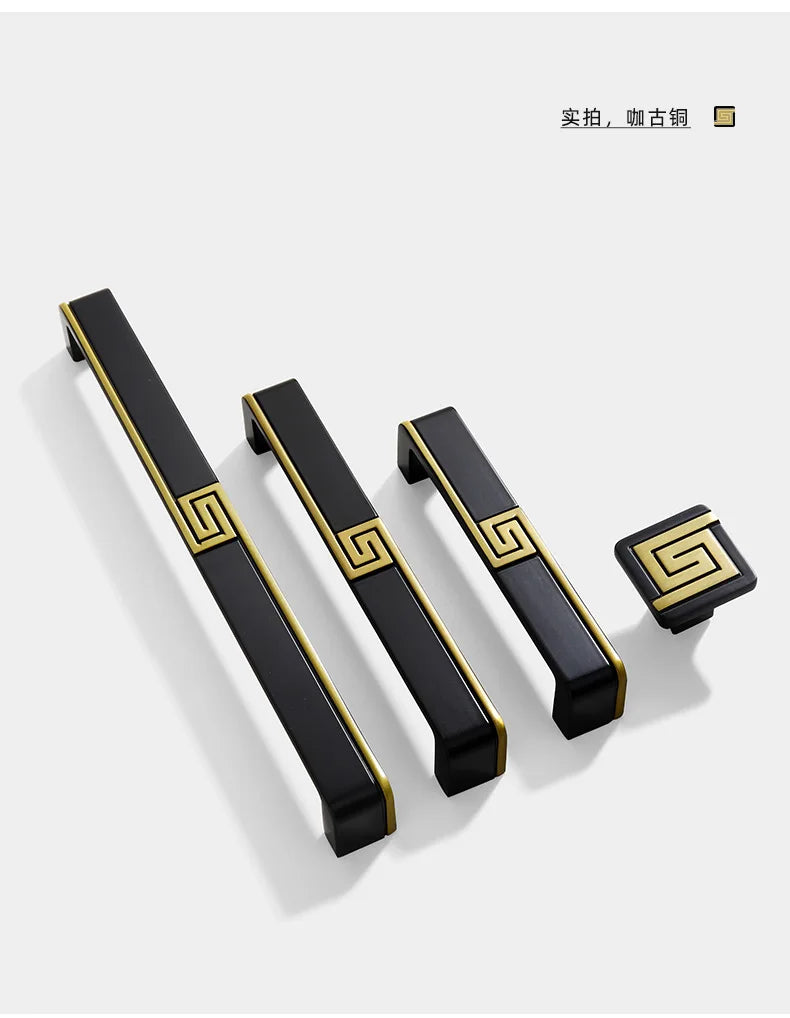 AOBT Brass Furniture Handles Nordic Fresh Chinese American Gold/Black/Bronze Cabinet Door Drawer Wardrobe Dresser Pulls Knobs