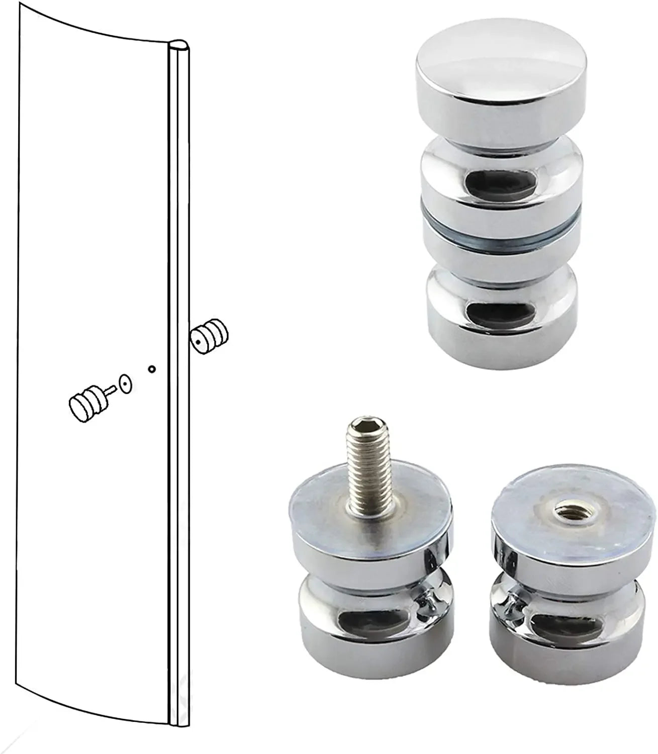 Bathroom Glass Door Knob Aluminum Alloy Shower Cabinet Window Kitchen Cupboard Hardware Handle with Screw Modern Home Decor