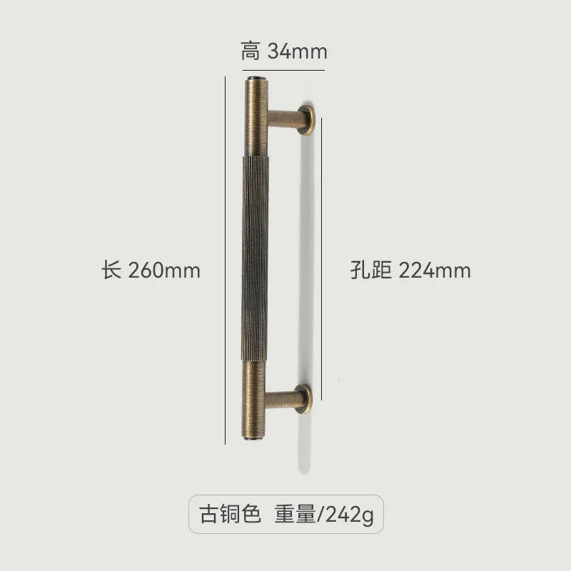 Antique French Straight-Grain Wardrobe and Shoe Cabinet Solid Brass Pull Handle in Bronze Color Exposed Knob Furniture Handle
