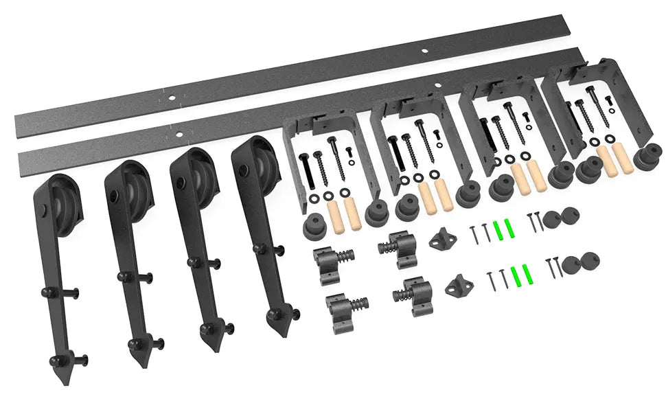 CCJH Bypass Barn Door Slides Hardware Kit, Hanging Rail System, I3 Shaped Roller Track for Double Door, Save Space