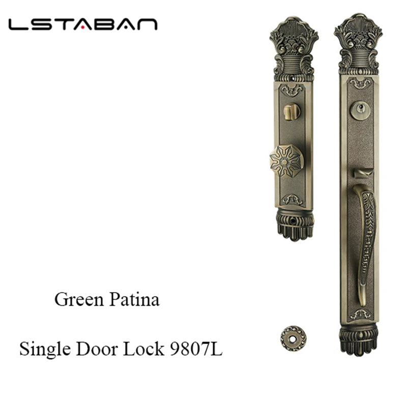 Luxury European Solid wood Villa Interior Door Lock Gate Outdoor Double Open Yellow Bronze Wooden Door Lock